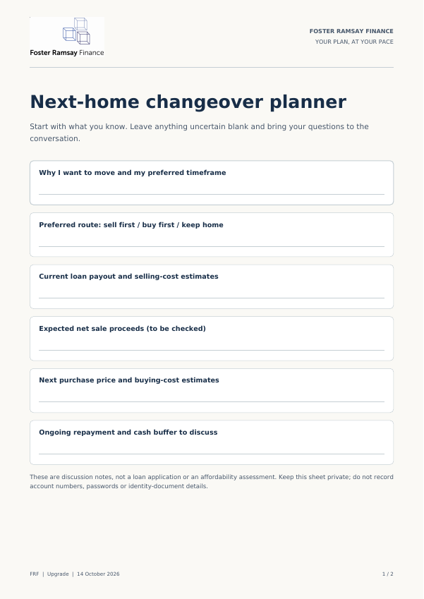 Preview of the next-home changeover planner